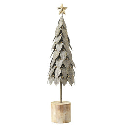 Silver Metal Leaf Tree with Gold Star