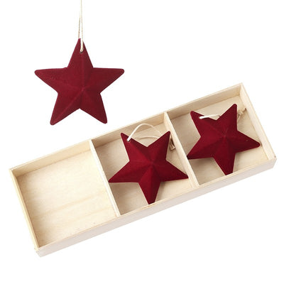 Red Velvet Stars Set Of 3