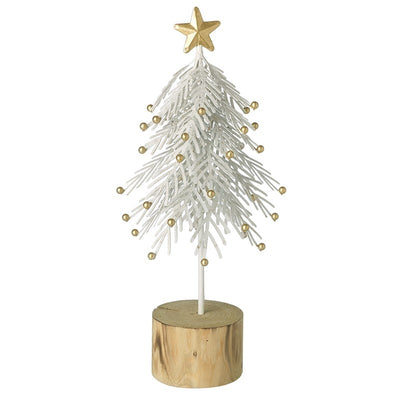 White Metal Tree Gold Balls/Star Large