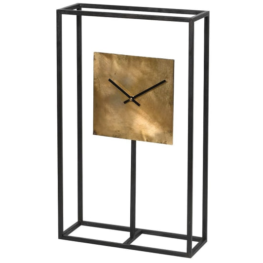 Black Frame Square Gold Clock