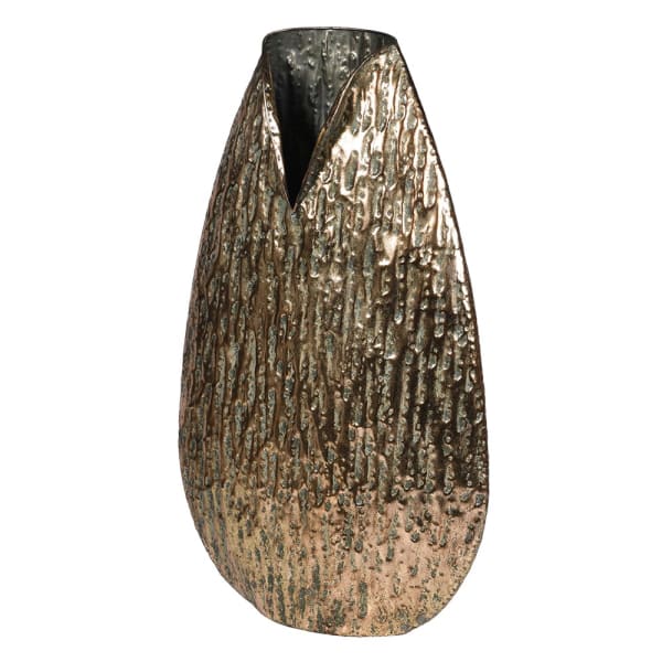 Tall Gold Effect Textured Vase