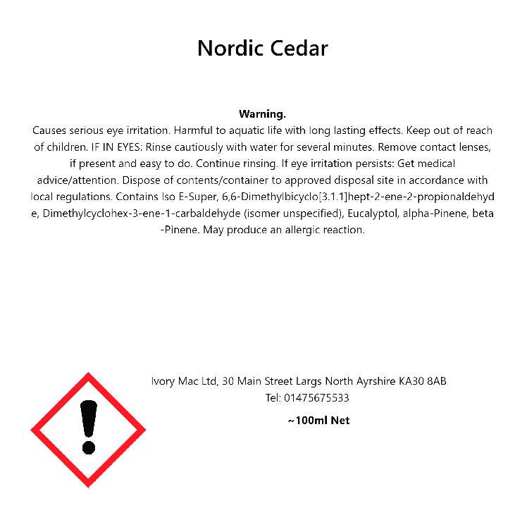 Nordic Cedar 100ml Reed Diffuser