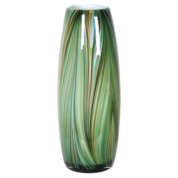 Tall Waves of Green Glass Vase