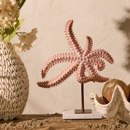 Starfish light pink & marble white ornament on base