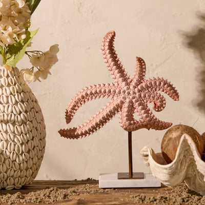 Starfish light pink & marble white ornament on base
