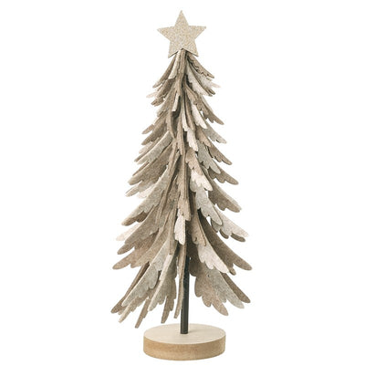 Tall Felt Tree On Wooden Base With Star