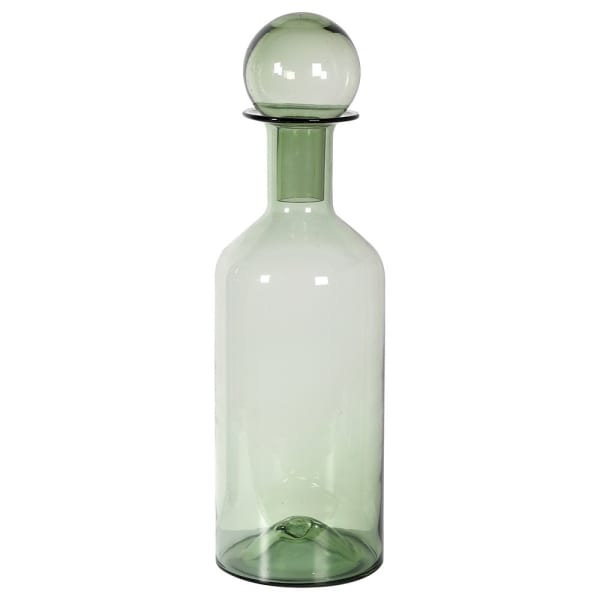 Large Green Glass Bottle with Ball Top