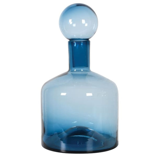 Small Blue Glass Bottle with Ball Top