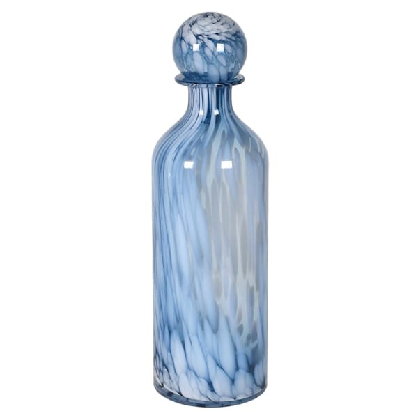 Decorative Large Blue Ball Stopper Glass Bottle with Ball Top