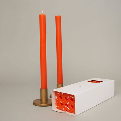 Tangerine Coloured Taper Candles - set of 2