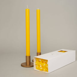 Yellow Coloured Taper Candles - set of 2