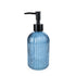 Soap Dispenser in Ridged Glass  - Blue