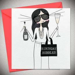 Fashion Birthday Card with Real Handbag - Birthday Bubbles