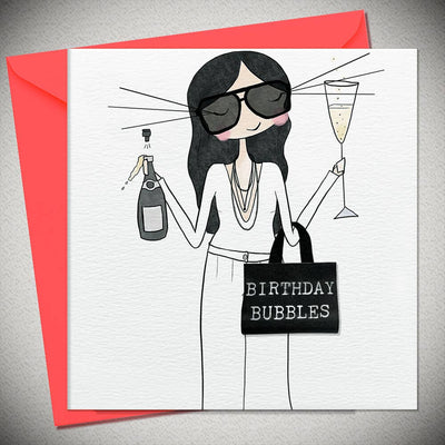 Fashion Birthday Card with Real Handbag - Birthday Bubbles