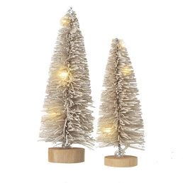 Set of Two White LED Fir Trees