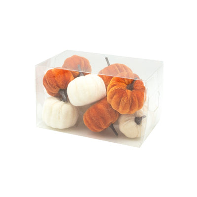 Orange & White Velvet Pumpkins Set of 12