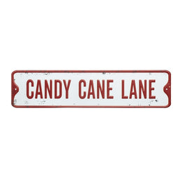 Candy Cane Lane Metal Sign