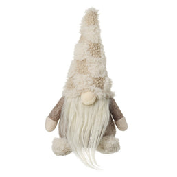 Small Gonk in Check Fluffy Hat