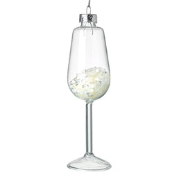 Champagne Glass White Glitter Hanger