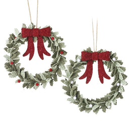 Felt Holly Leaf Wreaths with Red Bow