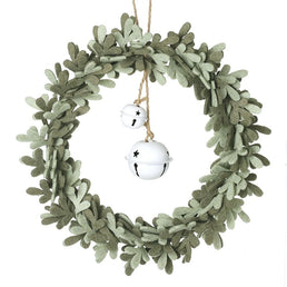Felt Wreath with White or Red Bell Mix