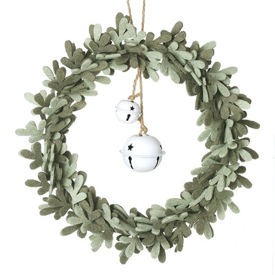 Felt Wreath with White or Red Bell Mix