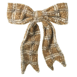 Cream & Fawn Tartan Bow