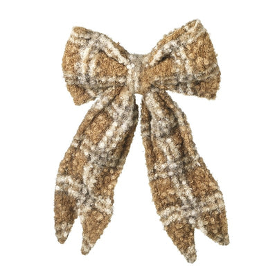 Small Cream & Fawn Tartan Bow