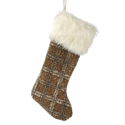 Fur Top Fawn Tartan Stocking