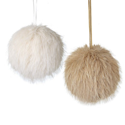 Cream Fluffy Pom Pom Bauble