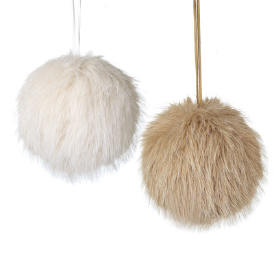 Beige Fluffy Pom Pom Bauble