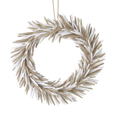 Small White & Fawn Long Leaf Wreath