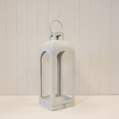 Off White Metal Open Faced Lantern Medium