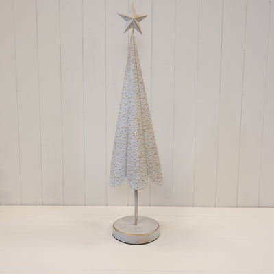 Off White Christmas Tree With Brushed Gold Stars Large