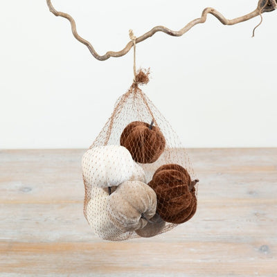 Mesh Bag Brown and White Pumpkins